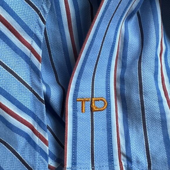 Thomas Dean Flip Cuff Button Up Shirt Mens XL Blue Orange Stripe Florida Gators - Picture 6 of 7